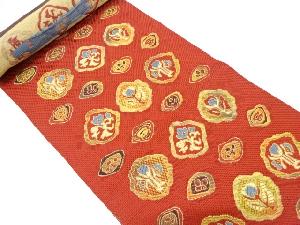 アンティーク　本場筑前博多　花更紗模様織り出し　名古屋帯地反物